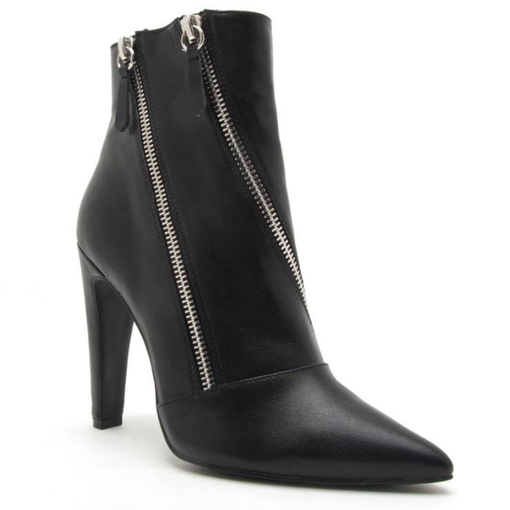 1 Left! Qupid Wink-09 Black Zipper Heeled Bootie 6 - Picture 3 of 8
